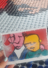 Een kunstwerk van 6000 bierdopjes van de lokale Vechtdal Brouwerij gebasseerd op een kunstwerk van Herman Brood